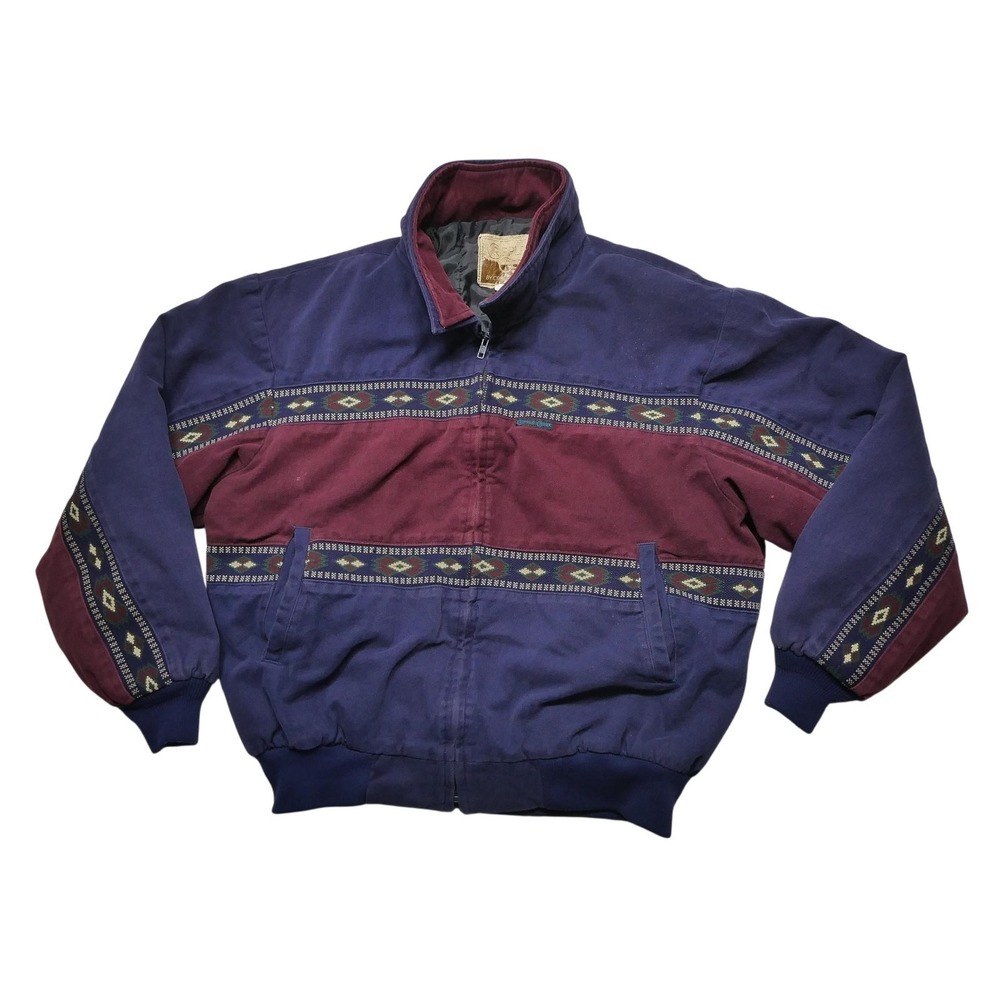 Vintage Cripple Creek Jacket Mens XL Blue Southwestern Bomber Insulated USA